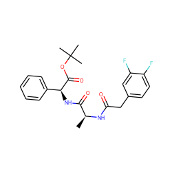 C[C@H](NC(=O)Cc1ccc(F)c(F)c1)C(=O)N[C@H](C(=O)OC(C)(C)C)c1ccccc1 ZINC000049111906