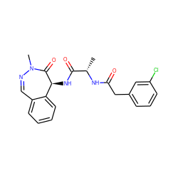 C[C@H](NC(=O)Cc1cccc(Cl)c1)C(=O)N[C@@H]1C(=O)N(C)N=Cc2ccccc21 ZINC000028899624