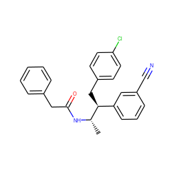 C[C@H](NC(=O)Cc1ccccc1)[C@@H](Cc1ccc(Cl)cc1)c1cccc(C#N)c1 ZINC000028705127