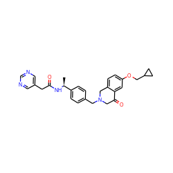 C[C@H](NC(=O)Cc1cncnc1)c1ccc(CN2CC(=O)c3cc(OCC4CC4)ccc3C2)cc1 ZINC001772608504