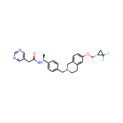 C[C@H](NC(=O)Cc1cncnc1)c1ccc(CN2CCc3cc(OC[C@@H]4CC4(F)F)ccc3C2)cc1 ZINC001772640319