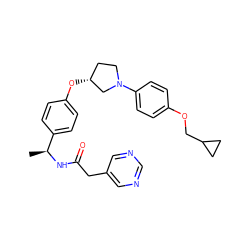 C[C@H](NC(=O)Cc1cncnc1)c1ccc(O[C@@H]2CCN(c3ccc(OCC4CC4)cc3)C2)cc1 ZINC000209123769