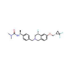 C[C@H](NC(=O)N(C)C)c1ccc(CN2Cc3ccc(OC[C@@H]4CC4(F)F)cc3[C@@H](F)C2)cc1 ZINC001772614014