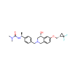 C[C@H](NC(=O)N(C)C)c1ccc(CN2Cc3ccc(OC[C@@H]4CC4(F)F)cc3[C@@H](O)C2)cc1 ZINC001772623454