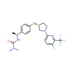 C[C@H](NC(=O)N(C)C)c1ccc(O[C@@H]2CCN(c3ccc(F)c(C(F)(F)F)n3)C2)cc1 ZINC000169709258