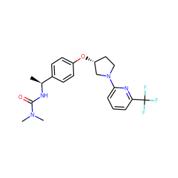 C[C@H](NC(=O)N(C)C)c1ccc(O[C@@H]2CCN(c3cccc(C(F)(F)F)n3)C2)cc1 ZINC000169709722