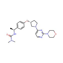 C[C@H](NC(=O)N(C)C)c1ccc(O[C@@H]2CCN(c3ccnc(N4CCOCC4)n3)C2)cc1 ZINC000261087094