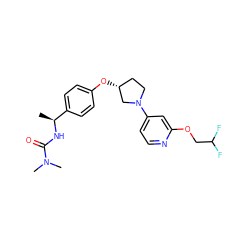 C[C@H](NC(=O)N(C)C)c1ccc(O[C@@H]2CCN(c3ccnc(OCC(F)F)c3)C2)cc1 ZINC000169709682