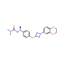 C[C@H](NC(=O)N(C)C)c1ccc(OC2CN(c3ccc4c(c3)OCCO4)C2)cc1 ZINC000142278883