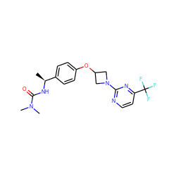 C[C@H](NC(=O)N(C)C)c1ccc(OC2CN(c3nccc(C(F)(F)F)n3)C2)cc1 ZINC000169694402