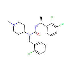 C[C@H](NC(=O)N(Cc1ccccc1Cl)C1CCN(C)CC1)c1cccc(Cl)c1Cl ZINC000143601078