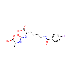 C[C@H](NC(=O)N[C@@H](CCCCNC(=O)c1ccc(I)cc1)C(=O)O)C(=O)O ZINC000082151328