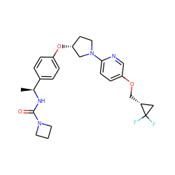 C[C@H](NC(=O)N1CCC1)c1ccc(O[C@@H]2CCN(c3ccc(OC[C@@H]4CC4(F)F)cn3)C2)cc1 ZINC000169709666