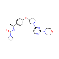 C[C@H](NC(=O)N1CCC1)c1ccc(O[C@@H]2CCN(c3ccnc(N4CCOCC4)n3)C2)cc1 ZINC000261129318