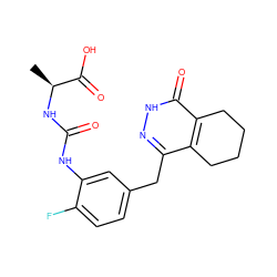 C[C@H](NC(=O)Nc1cc(Cc2n[nH]c(=O)c3c2CCCC3)ccc1F)C(=O)O ZINC000149026491