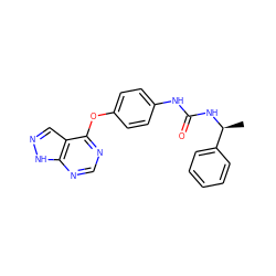 C[C@H](NC(=O)Nc1ccc(Oc2ncnc3[nH]ncc23)cc1)c1ccccc1 ZINC000095591503