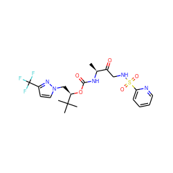 C[C@H](NC(=O)O[C@H](Cn1ccc(C(F)(F)F)n1)C(C)(C)C)C(=O)CNS(=O)(=O)c1ccccn1 ZINC000014972270