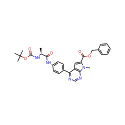 C[C@H](NC(=O)OC(C)(C)C)C(=O)Nc1ccc(-c2ncnc3c2cc(C(=O)OCc2ccccc2)n3C)cc1 ZINC000653856158