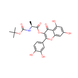 C[C@H](NC(=O)OC(C)(C)C)C(=O)Oc1c(-c2ccc(O)c(O)c2)oc2cc(O)cc(O)c2c1=O ZINC000043023906