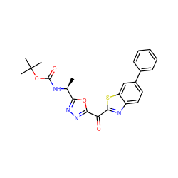 C[C@H](NC(=O)OC(C)(C)C)c1nnc(C(=O)c2nc3ccc(-c4ccccc4)cc3s2)o1 ZINC000210818071