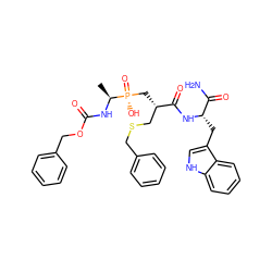 C[C@H](NC(=O)OCc1ccccc1)[P@](=O)(O)C[C@@H](CSCc1ccccc1)C(=O)N[C@@H](Cc1c[nH]c2ccccc12)C(N)=O ZINC000026578982