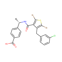 C[C@H](NC(=O)c1c(Br)sc(Br)c1Cc1cccc(Cl)c1)c1ccc(C(=O)O)cc1 ZINC000118701592