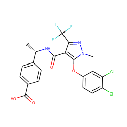 C[C@H](NC(=O)c1c(C(F)(F)F)nn(C)c1Oc1ccc(Cl)c(Cl)c1)c1ccc(C(=O)O)cc1 ZINC000169701304