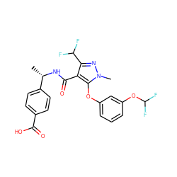 C[C@H](NC(=O)c1c(C(F)F)nn(C)c1Oc1cccc(OC(F)F)c1)c1ccc(C(=O)O)cc1 ZINC000114767382