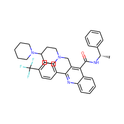 C[C@H](NC(=O)c1c(CN2CCC(N3CCCCC3)CC2)c(-c2ccc(C(F)(F)F)cc2)nc2ccccc12)c1ccccc1 ZINC001772610776