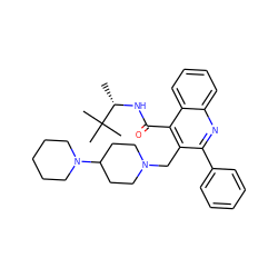 C[C@H](NC(=O)c1c(CN2CCC(N3CCCCC3)CC2)c(-c2ccccc2)nc2ccccc12)C(C)(C)C ZINC000003975897