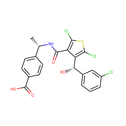 C[C@H](NC(=O)c1c(Cl)sc(Cl)c1[C@@H](O)c1cccc(Cl)c1)c1ccc(C(=O)O)cc1 ZINC000118701153