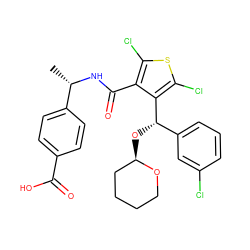 C[C@H](NC(=O)c1c(Cl)sc(Cl)c1[C@@H](O[C@@H]1CCCCO1)c1cccc(Cl)c1)c1ccc(C(=O)O)cc1 ZINC000118692876