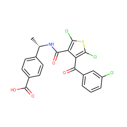 C[C@H](NC(=O)c1c(Cl)sc(Cl)c1C(=O)c1cccc(Cl)c1)c1ccc(C(=O)O)cc1 ZINC000118699074