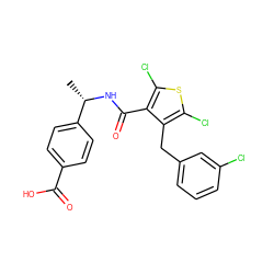 C[C@H](NC(=O)c1c(Cl)sc(Cl)c1Cc1cccc(Cl)c1)c1ccc(C(=O)O)cc1 ZINC000045358397