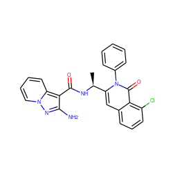 C[C@H](NC(=O)c1c(N)nn2ccccc12)c1cc2cccc(Cl)c2c(=O)n1-c1ccccc1 ZINC001772612549