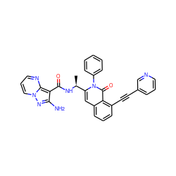 C[C@H](NC(=O)c1c(N)nn2cccnc12)c1cc2cccc(C#Cc3cccnc3)c2c(=O)n1-c1ccccc1 ZINC001772612545