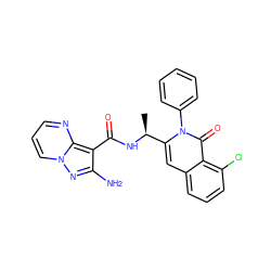 C[C@H](NC(=O)c1c(N)nn2cccnc12)c1cc2cccc(Cl)c2c(=O)n1-c1ccccc1 ZINC000219848701