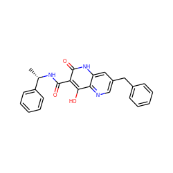 C[C@H](NC(=O)c1c(O)c2ncc(Cc3ccccc3)cc2[nH]c1=O)c1ccccc1 ZINC000035826649