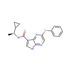 C[C@H](NC(=O)c1c[nH]c2ncc(Oc3ccccc3)nc12)C1CC1 ZINC000095920539