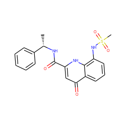 C[C@H](NC(=O)c1cc(=O)c2cccc(NS(C)(=O)=O)c2[nH]1)c1ccccc1 ZINC000095588013