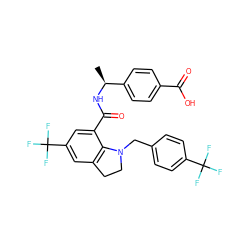 C[C@H](NC(=O)c1cc(C(F)(F)F)cc2c1N(Cc1ccc(C(F)(F)F)cc1)CC2)c1ccc(C(=O)O)cc1 ZINC000066251609