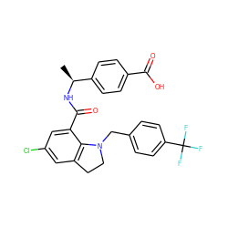 C[C@H](NC(=O)c1cc(Cl)cc2c1N(Cc1ccc(C(F)(F)F)cc1)CC2)c1ccc(C(=O)O)cc1 ZINC000066251608