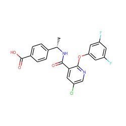 C[C@H](NC(=O)c1cc(Cl)cnc1Oc1cc(F)cc(F)c1)c1ccc(C(=O)O)cc1 ZINC000115745419