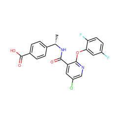 C[C@H](NC(=O)c1cc(Cl)cnc1Oc1cc(F)ccc1F)c1ccc(C(=O)O)cc1 ZINC000035861412