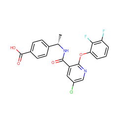 C[C@H](NC(=O)c1cc(Cl)cnc1Oc1cccc(F)c1F)c1ccc(C(=O)O)cc1 ZINC000035819127