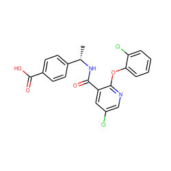 C[C@H](NC(=O)c1cc(Cl)cnc1Oc1ccccc1Cl)c1ccc(C(=O)O)cc1 ZINC001772581037