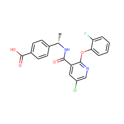 C[C@H](NC(=O)c1cc(Cl)cnc1Oc1ccccc1F)c1ccc(C(=O)O)cc1 ZINC001772623655