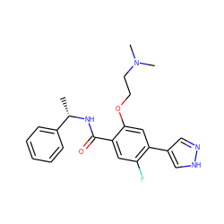 C[C@H](NC(=O)c1cc(F)c(-c2cn[nH]c2)cc1OCCN(C)C)c1ccccc1 ZINC001772614736