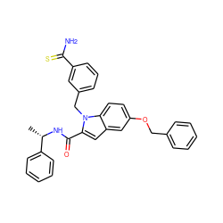 C[C@H](NC(=O)c1cc2cc(OCc3ccccc3)ccc2n1Cc1cccc(C(N)=S)c1)c1ccccc1 ZINC000003831925