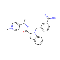 C[C@H](NC(=O)c1cc2ccccc2n1Cc1cccc(C(=N)N)c1)c1cc[n+](C)cc1 ZINC000013474303